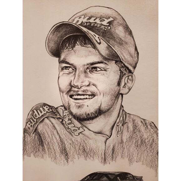 Dale Adkins Art Sketch Drawing Framed Print Dale Earnhart Jr & #8 Car - 0228 - Picture 2 of 8